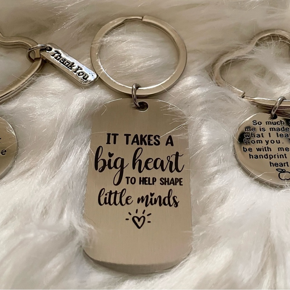 Teacher Appreciation Keychains | 3 Metal Keychains for Teachers - Picture 2 of 11